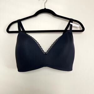 NWT Aerie Black Non Wire Scallop Lace Trim Bra Women's Sz 34DD‎
